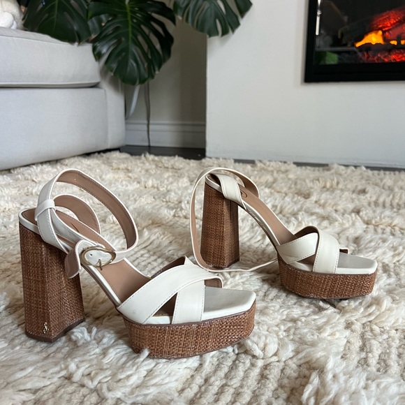 Sam Edelman Chunky White & Tan Heels